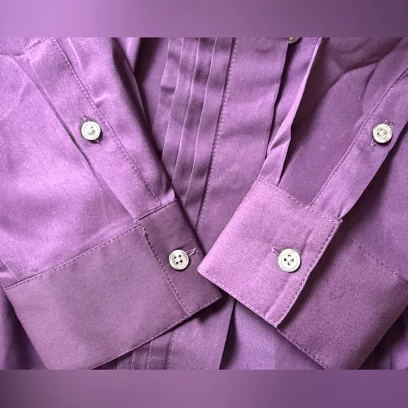 Banana Republic Purple Pleated Front Button Down Blouse - Picture 4 of 5